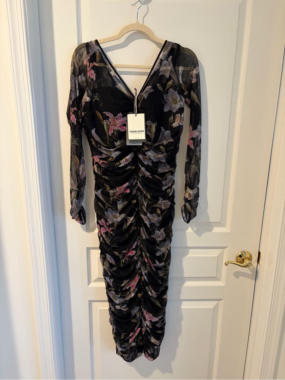 Chiara Boni Black Floral Mesh Bodice Wedding Dress
